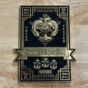 Challenge Coin USN Navy America’s Khaki Ball Chiefs Mess CPOA Military Rectangle